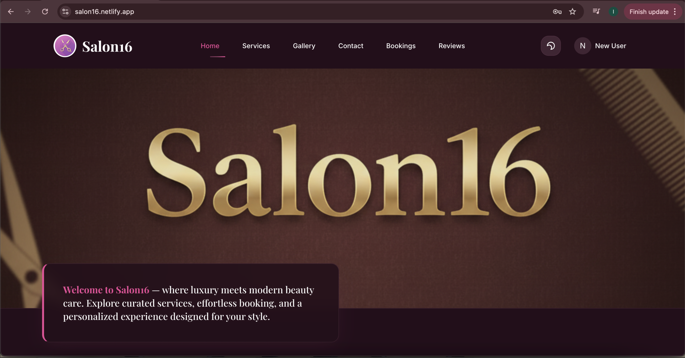 Salon16 – Customer Booking Web Application